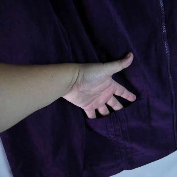 Dressbarn Woman's Size 22W Zip Up Blazer Jacket Purple Wine Pockets - Picture 6 of 11